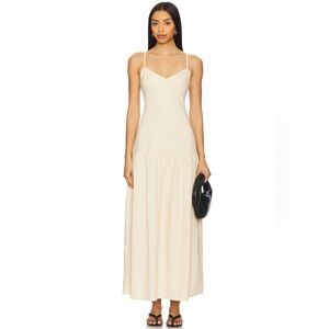 4th & Reckless Revolve Trisha Dropwaist Sleeveless Maxi Dress Buttercream Large